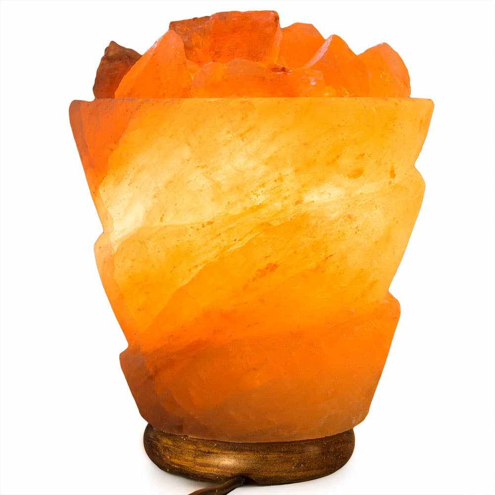 Funnel w/ Chunks Salt Lamp  - 9.5" avg. - Cord, Bulb, Dimmer Sacred Crystals