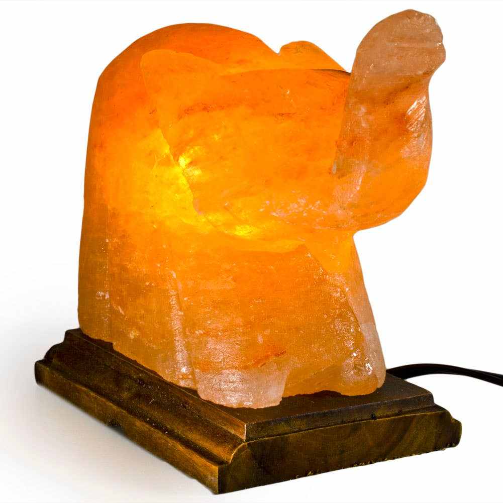 Elephant Shaped Salt Lamp  - 9" avg. - Cord, Bulb, Dimmer Sacred Crystals