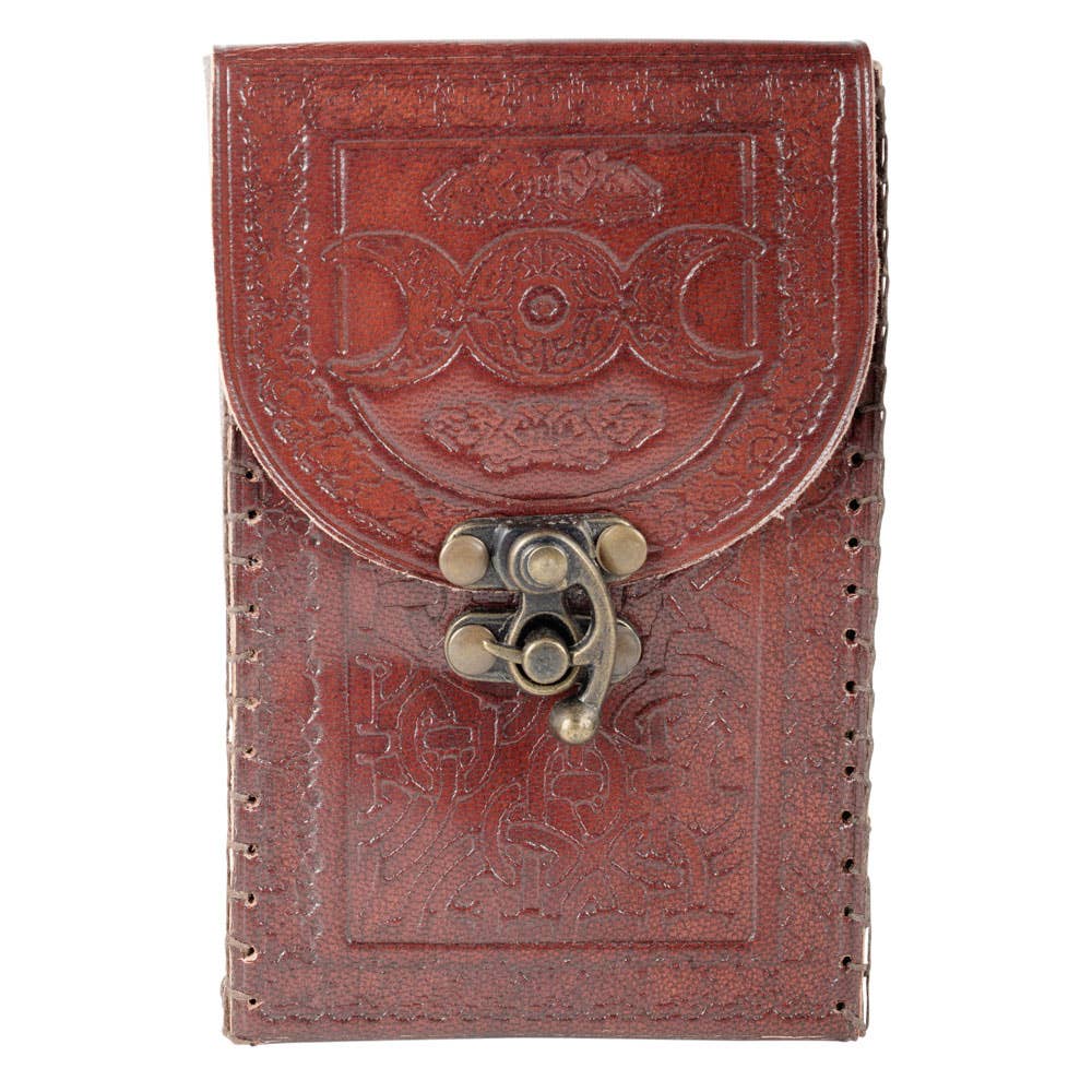 Triple Moon Tarot Card Leather Holder Sacred Crystals