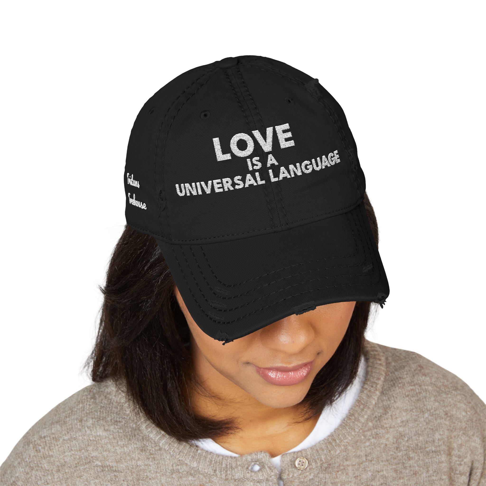 Embroidered 'love is a universal language' Distressed Dad Hat Tristan’s Treehouse