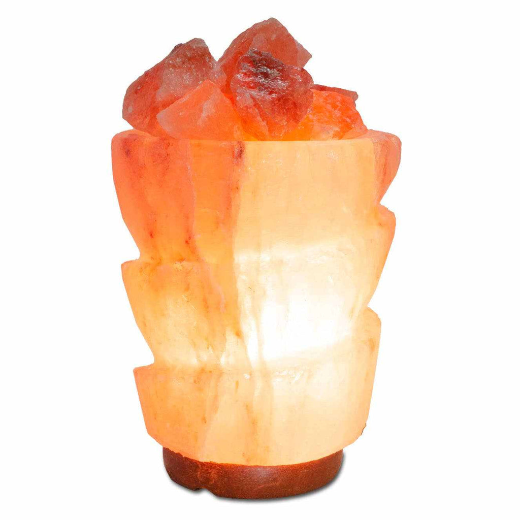 Funnel w/ Chunks Salt Lamp  - 9.5" avg. - Cord, Bulb, Dimmer Sacred Crystals