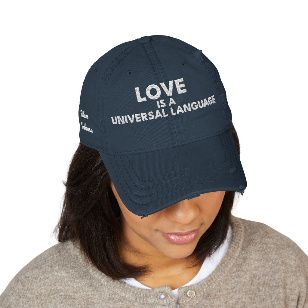 Embroidered 'love is a universal language' Distressed Dad Hat Tristan’s Treehouse
