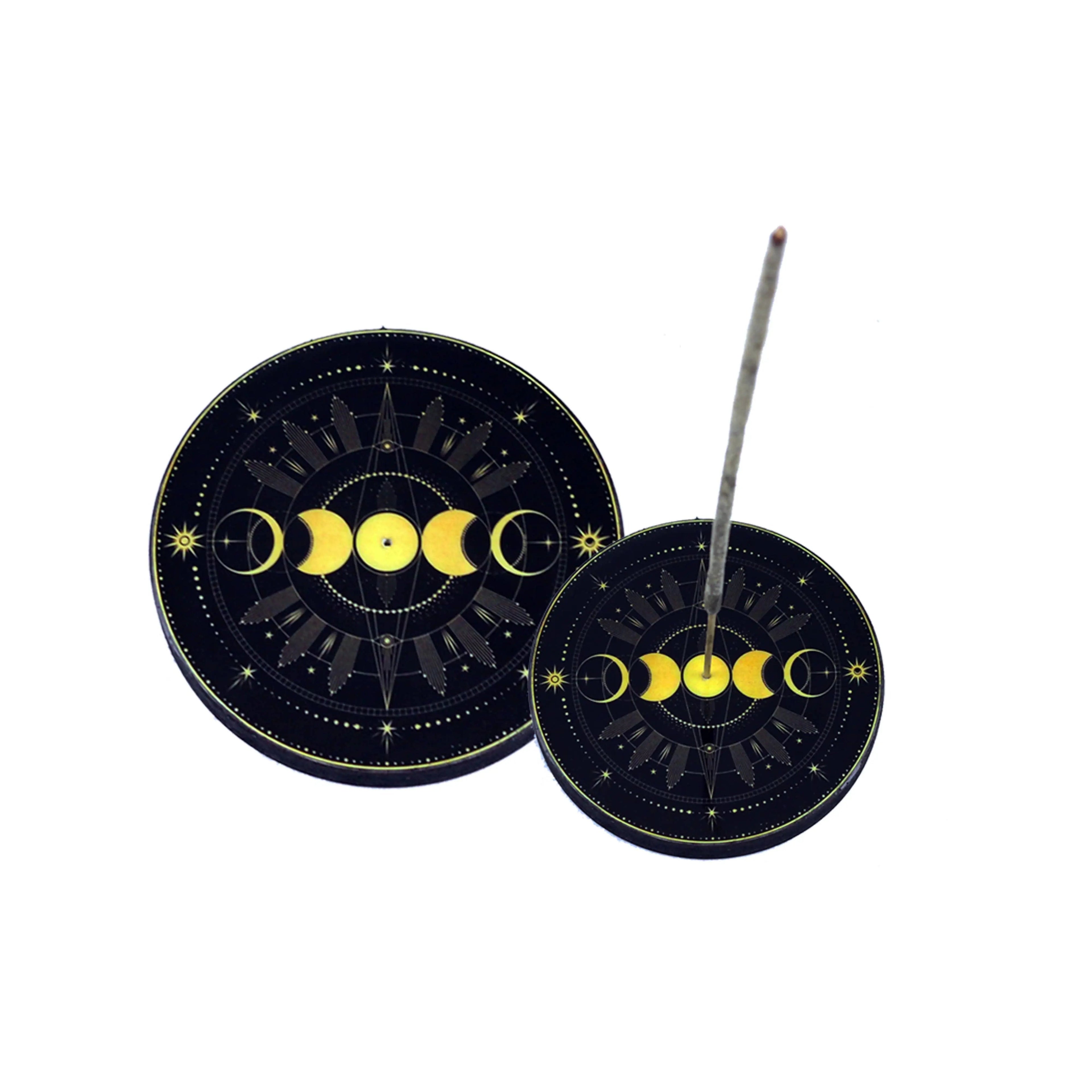 Round Wooden Incense Burner (4 in.) - Triple Moon Witchy Metaphysics & Apothecary
