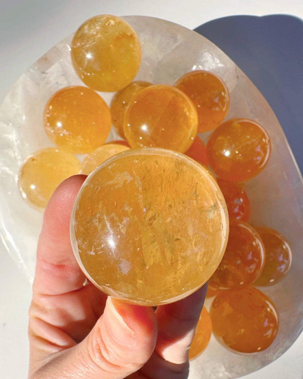 Honey Optic Calcite Spheres - AAA Baltic Mermaid