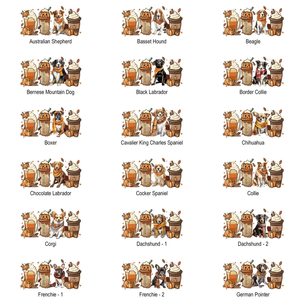 Autumn Dogs and Coffee, Many Breeds Available, Cozy Canine Lovers Collection Comfort Colors Tee Refinery No. 1