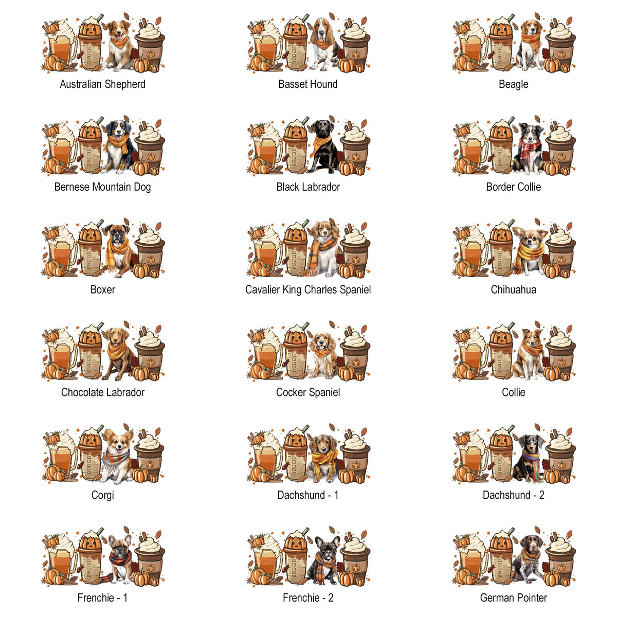 Autumn Dogs and Coffee, Many Breeds Available, Cozy Canine Lovers Collection Comfort Colors Tee Refinery No. 1