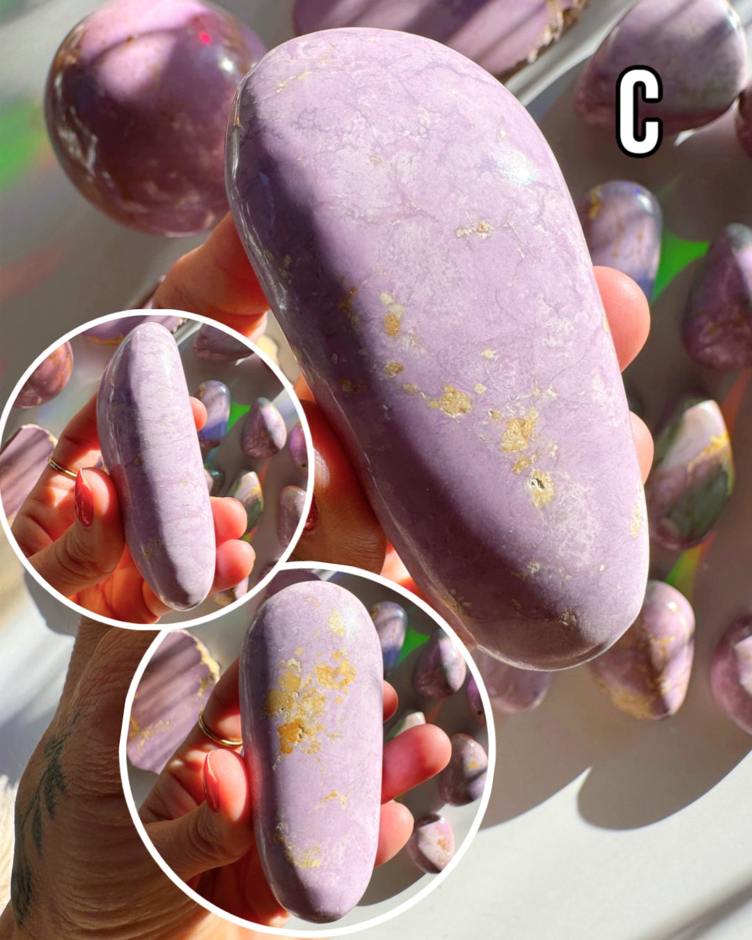 Phosphosiderite Palm Stones - AAA Baltic Mermaid