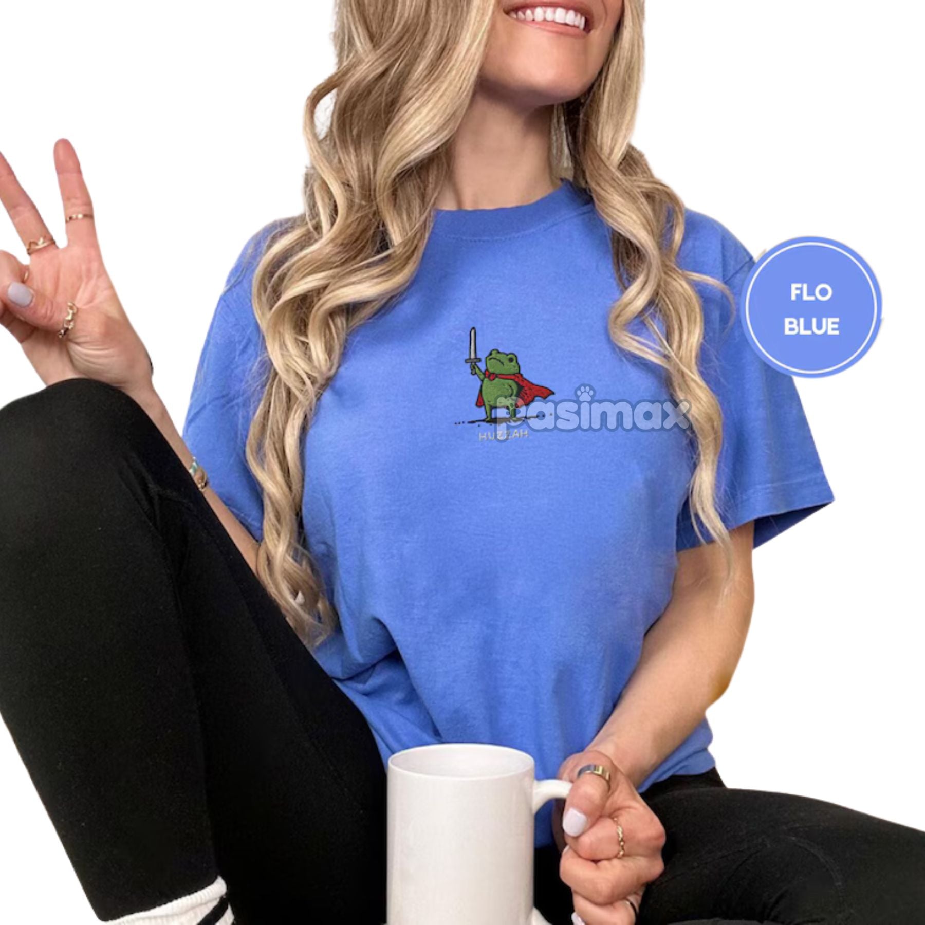 Medieval Frog Knight Comfort Colors T-Shirt – Embroidered Whimsical Fantasy Tee Pasimax
