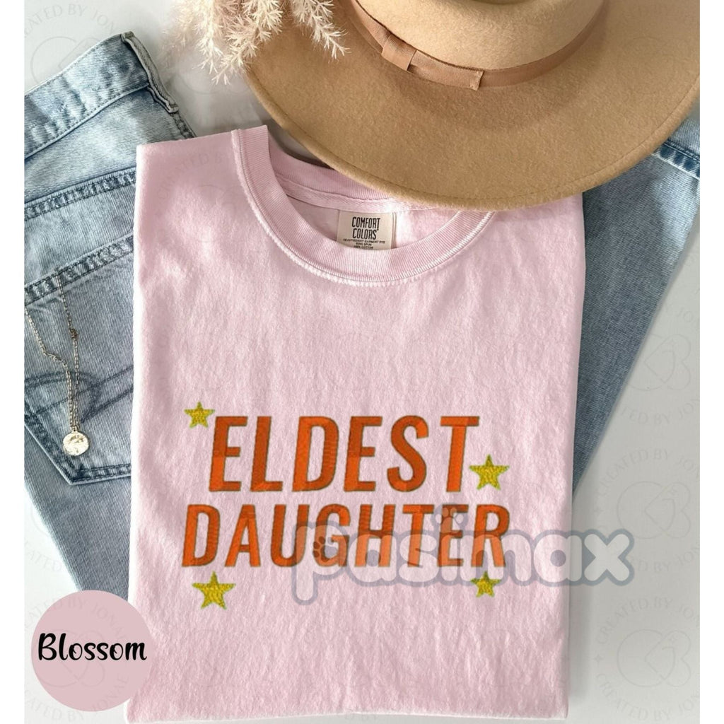 Eldest Daughter Embroidered Comfort Colors T-Shirt – Older Sister Gift Tee Pasimax