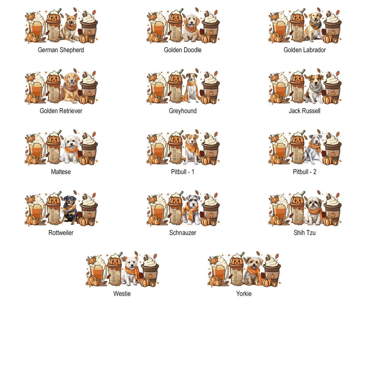 Autumn Dogs and Coffee, Many Breeds Available, Cozy Canine Lovers Collection Comfort Colors Tee Refinery No. 1