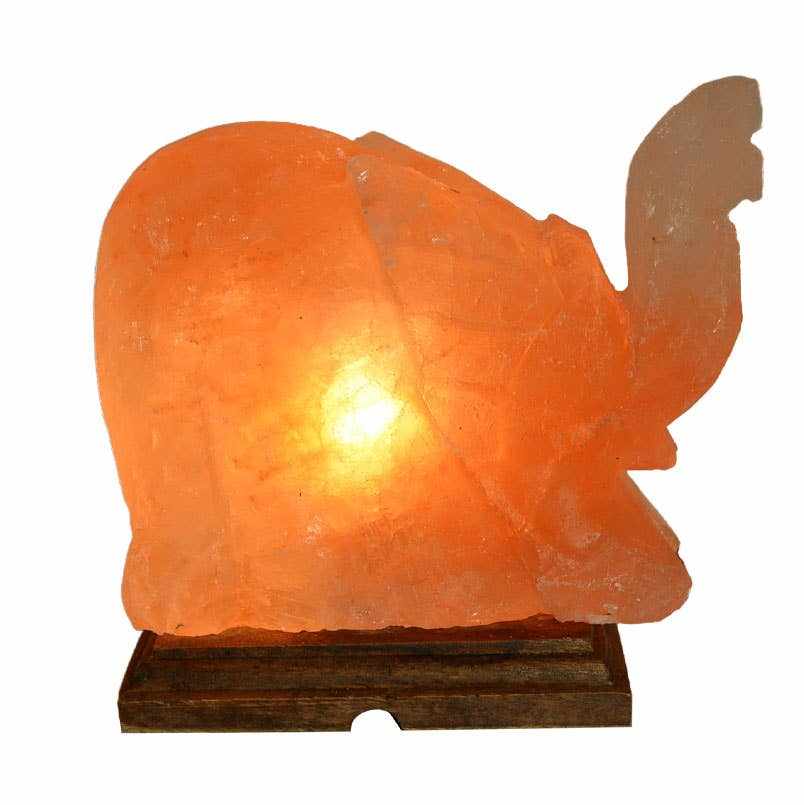 Elephant Shaped Salt Lamp  - 9" avg. - Cord, Bulb, Dimmer Sacred Crystals