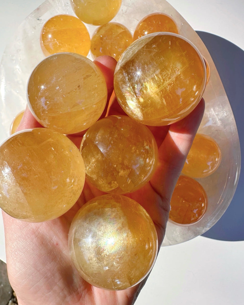 Honey Optic Calcite Spheres - AAA Baltic Mermaid