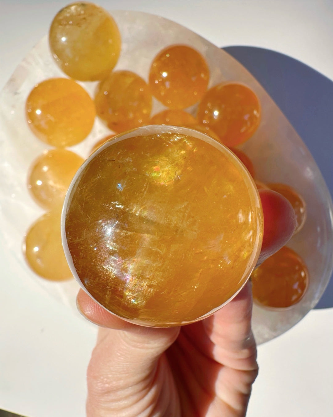 Honey Optic Calcite Spheres - AAA Baltic Mermaid