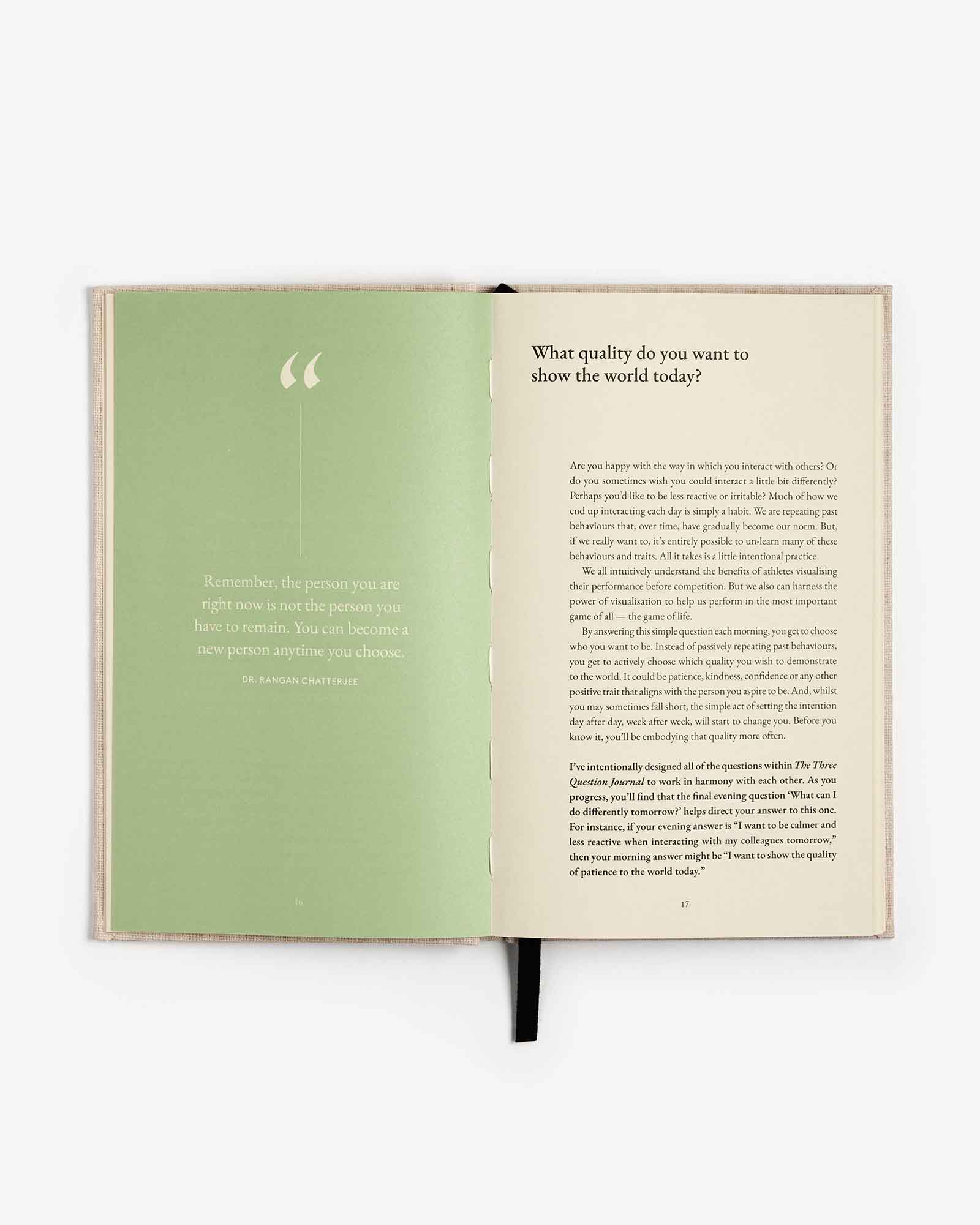 The Three Question Journal - Linen Intelligent Change