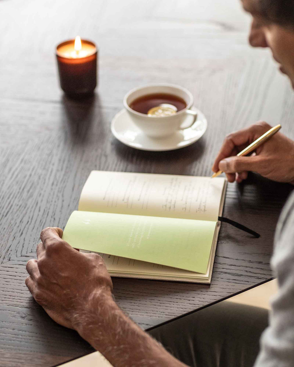 The Three Question Journal - Linen Intelligent Change