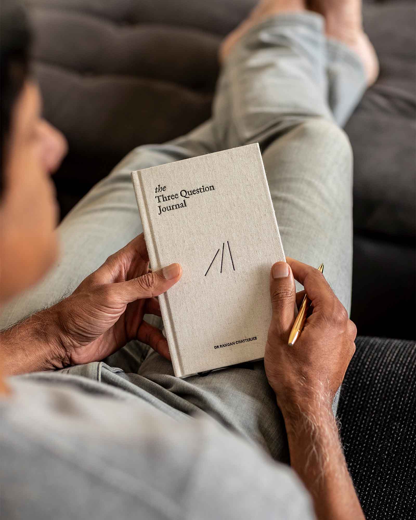 The Three Question Journal - Linen Intelligent Change