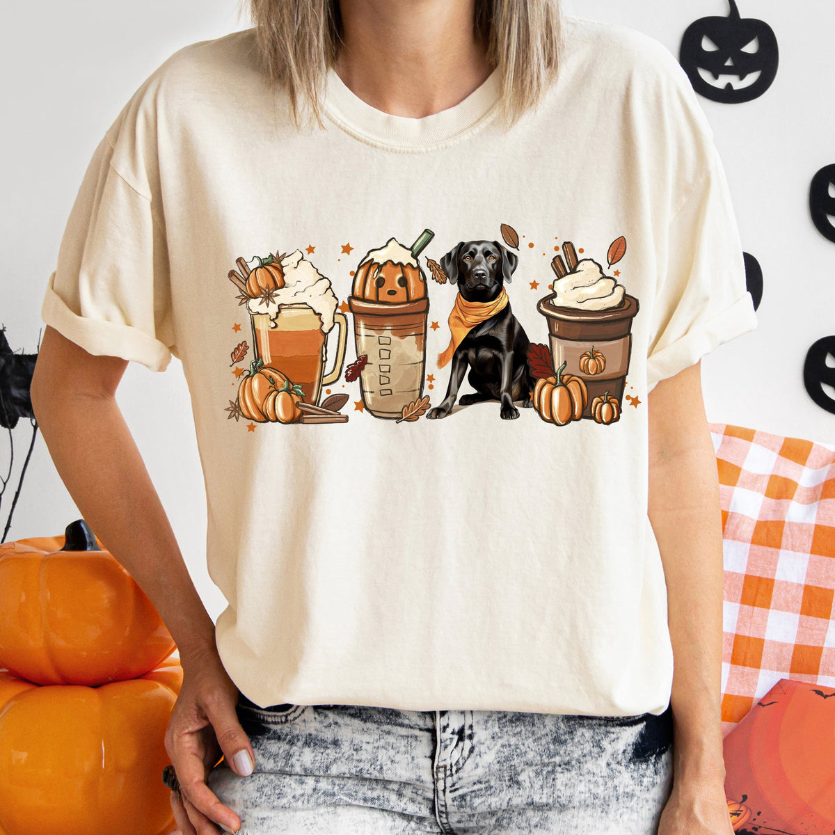 Autumn Dogs and Coffee, Many Breeds Available, Cozy Canine Lovers Collection Comfort Colors Tee Refinery No. 1