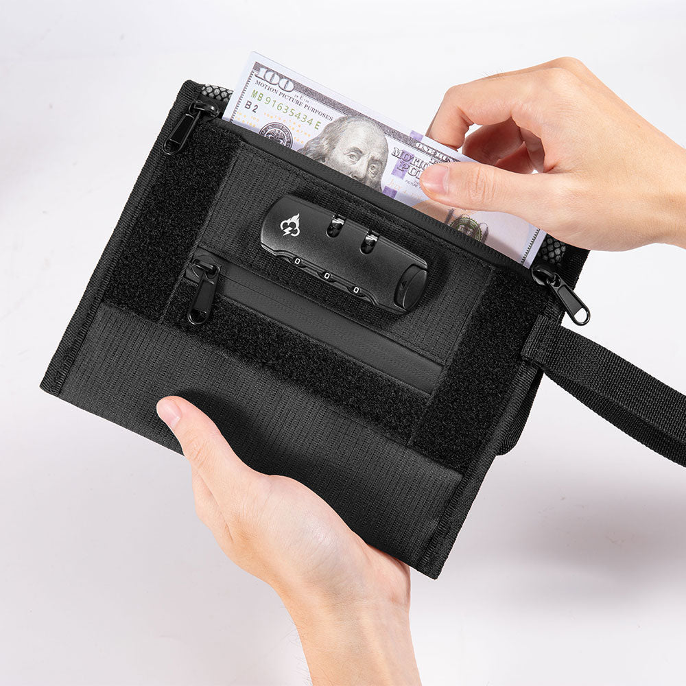 Essential Smell Proof Travel Wallet - Fashionable, Discreet + Hidden Lock (FireBar Labs x PBAL) Safely Fashion Powered by FireBar Labs