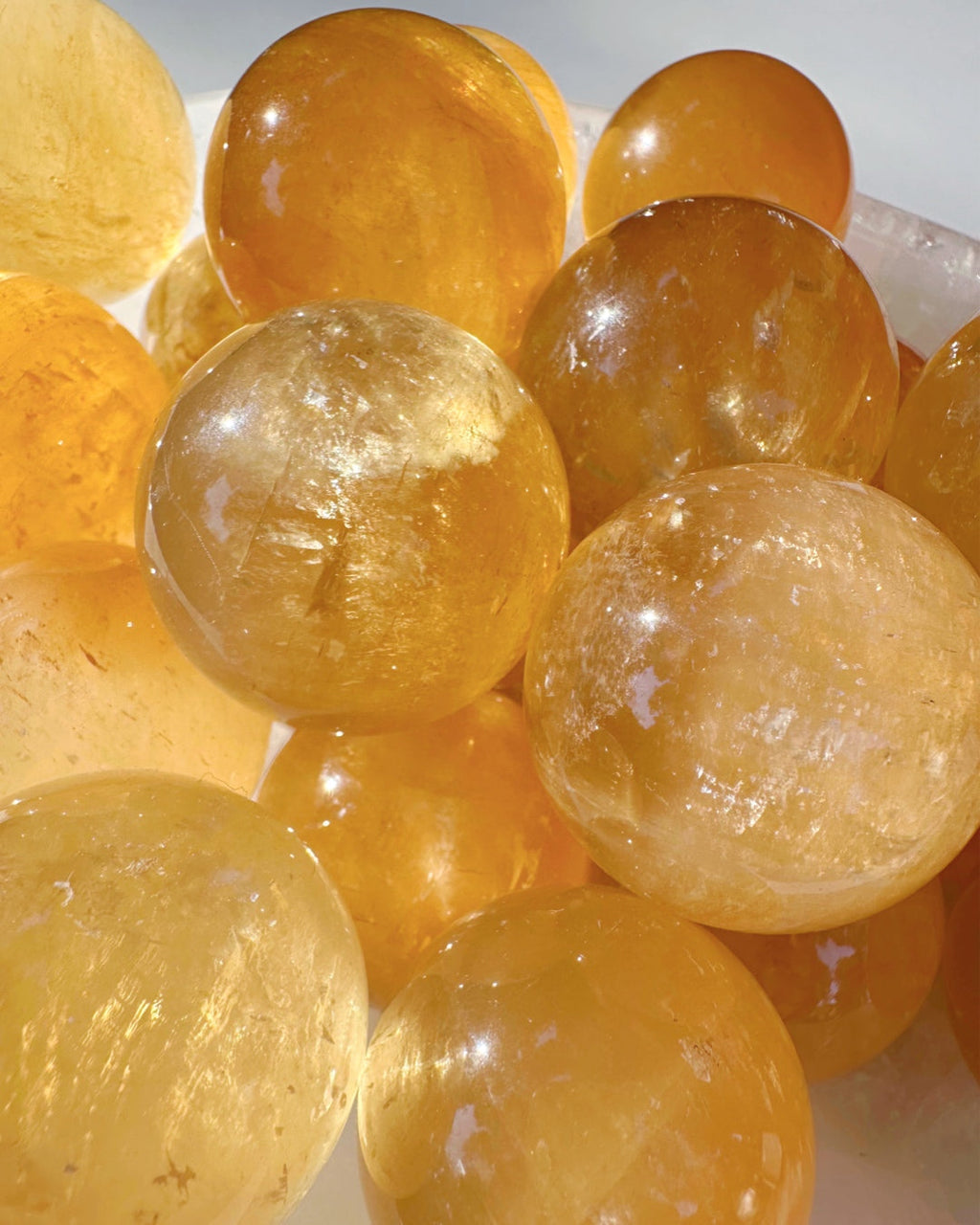 Honey Optic Calcite Spheres - AAA Baltic Mermaid