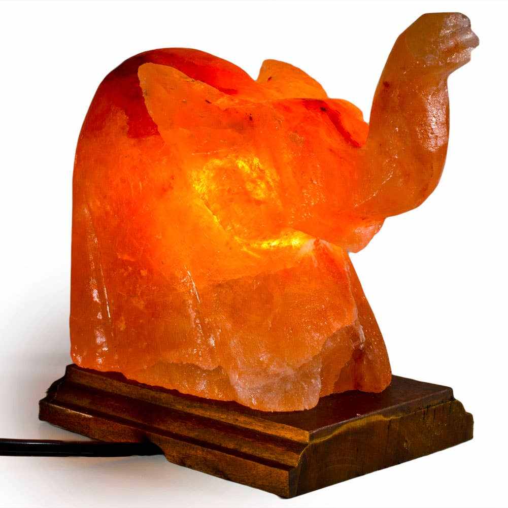 Elephant Shaped Salt Lamp  - 9" avg. - Cord, Bulb, Dimmer Sacred Crystals