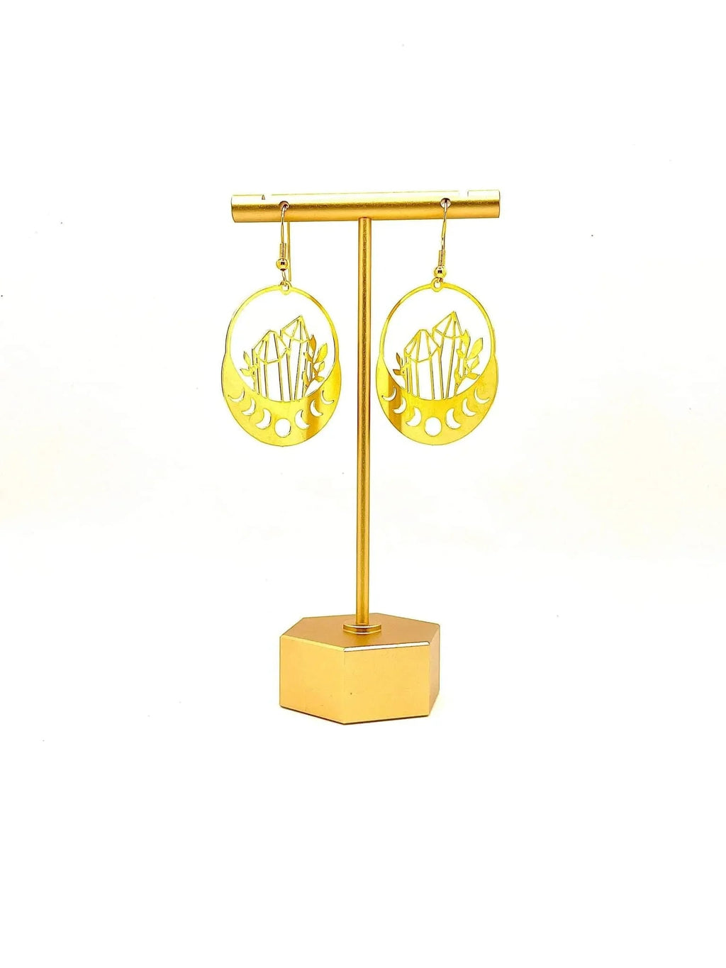 Golden Moon Phases & Crystals Earrings Classic Variable
