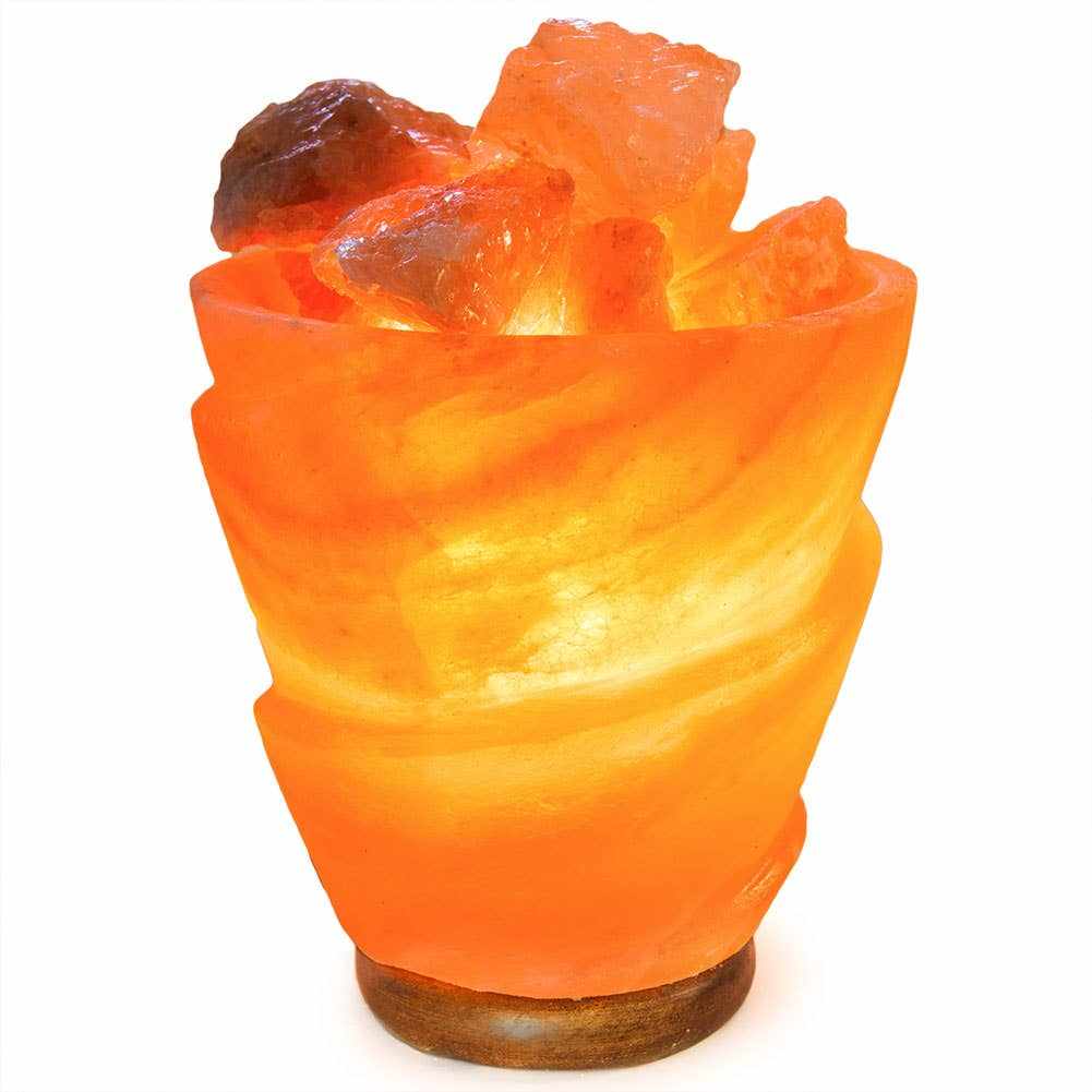 Funnel w/ Chunks Salt Lamp  - 9.5" avg. - Cord, Bulb, Dimmer Sacred Crystals