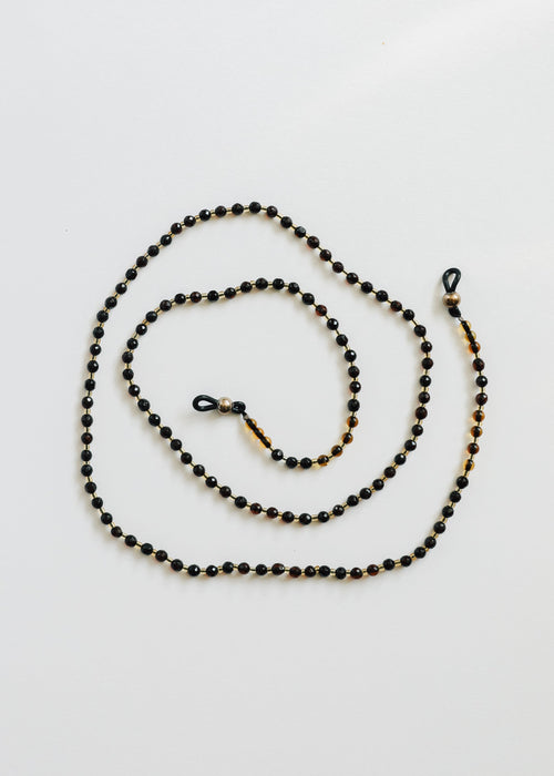Baltic Sea Amber + Gemstone || Beaded Eyeglass Necklace - Natural Black CanyonLeaf