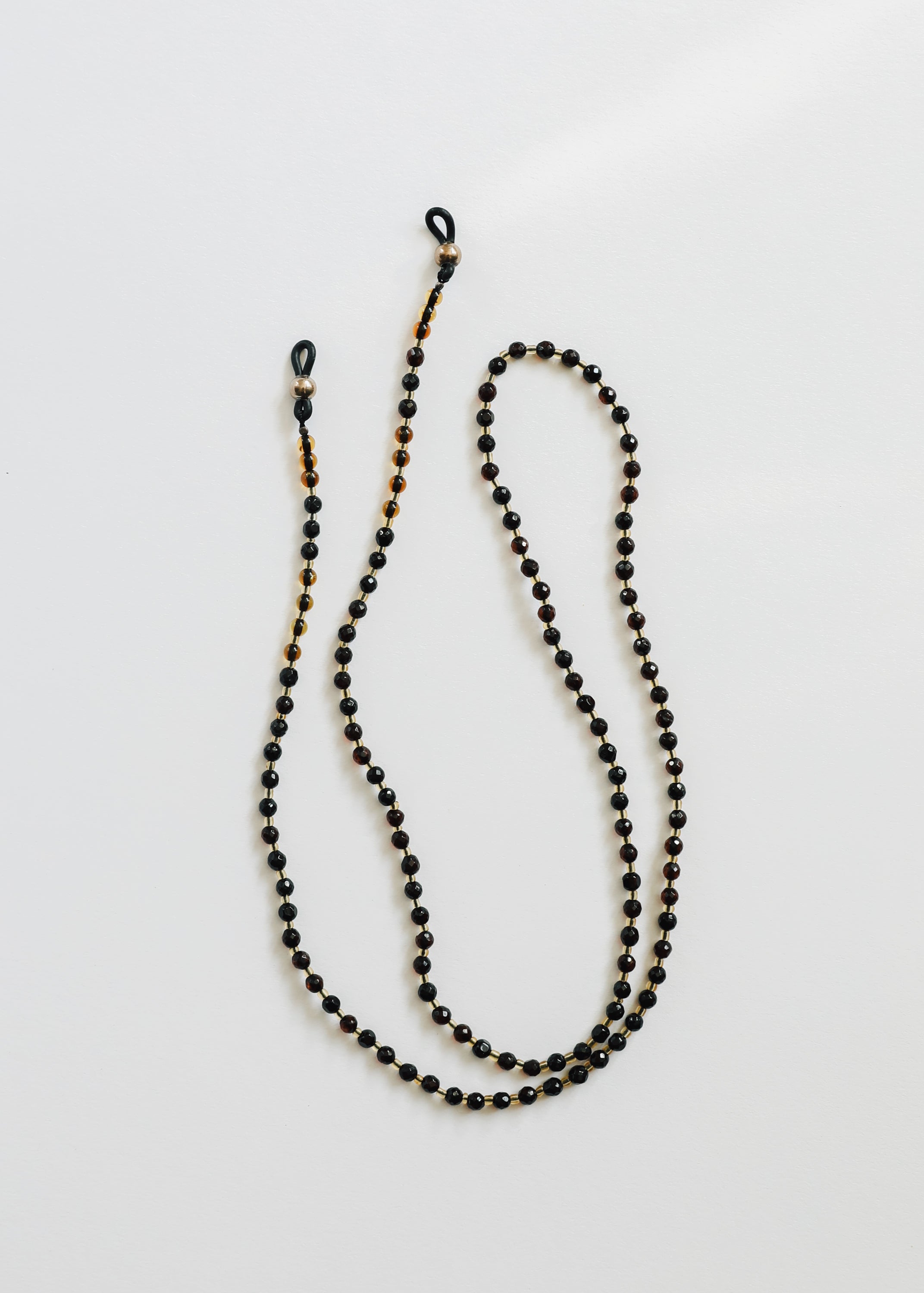Baltic Sea Amber + Gemstone || Beaded Eyeglass Necklace - Natural Black CanyonLeaf