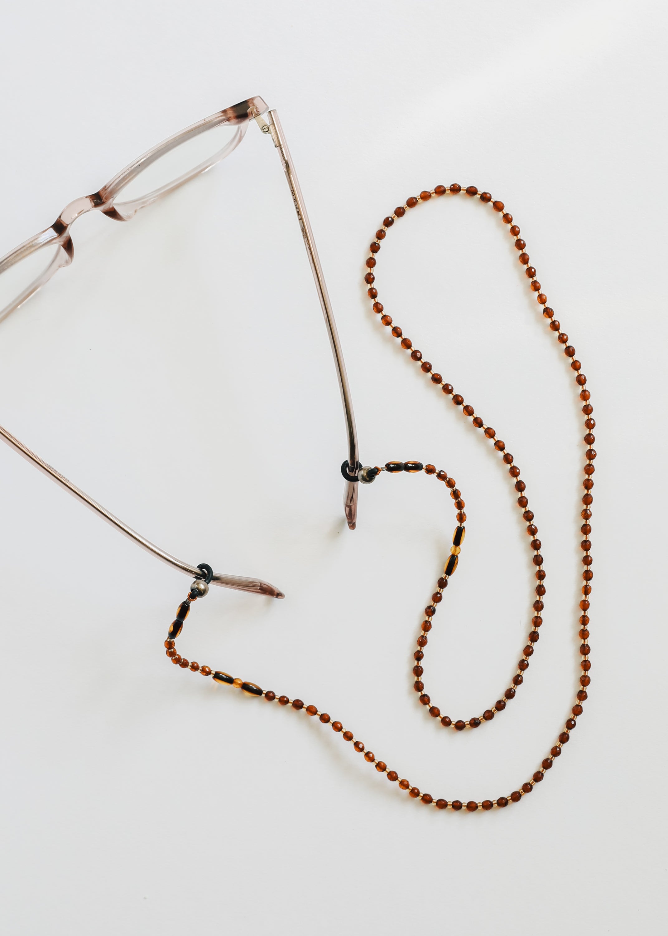 Baltic Sea Amber + Gemstone || Beaded Eyeglass Necklace - Natural Cognac CanyonLeaf