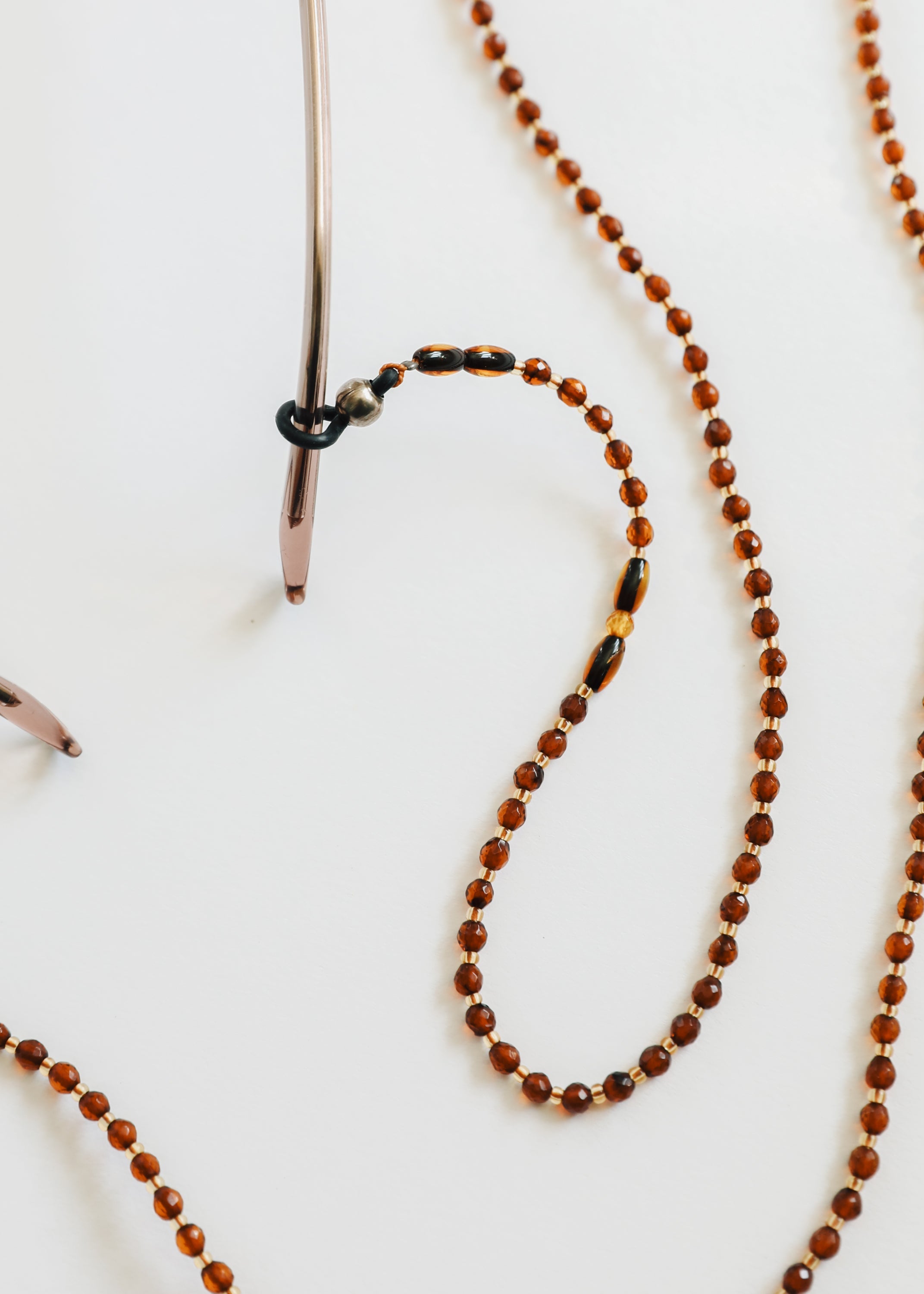 Baltic Sea Amber + Gemstone || Beaded Eyeglass Necklace - Natural Cognac CanyonLeaf