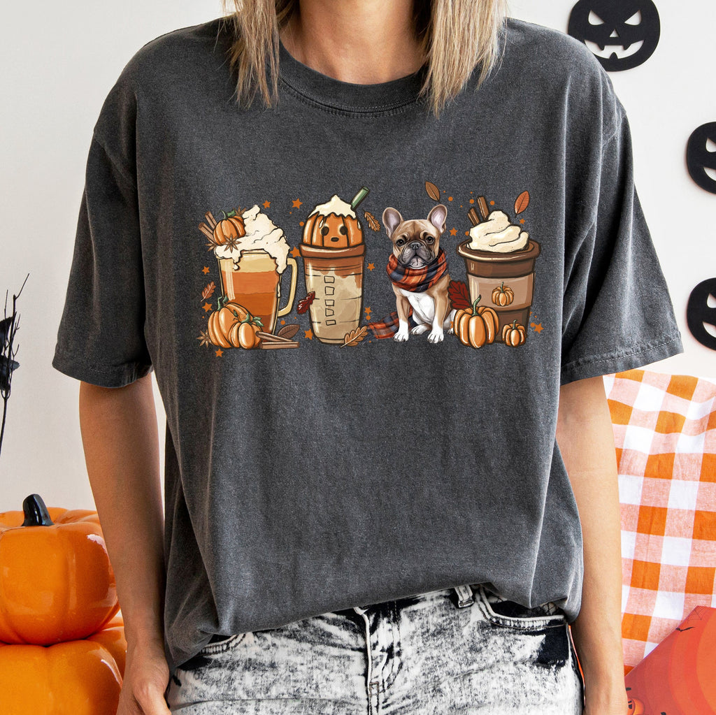 Autumn Dogs and Coffee, Many Breeds Available, Cozy Canine Lovers Collection Comfort Colors Tee Refinery No. 1