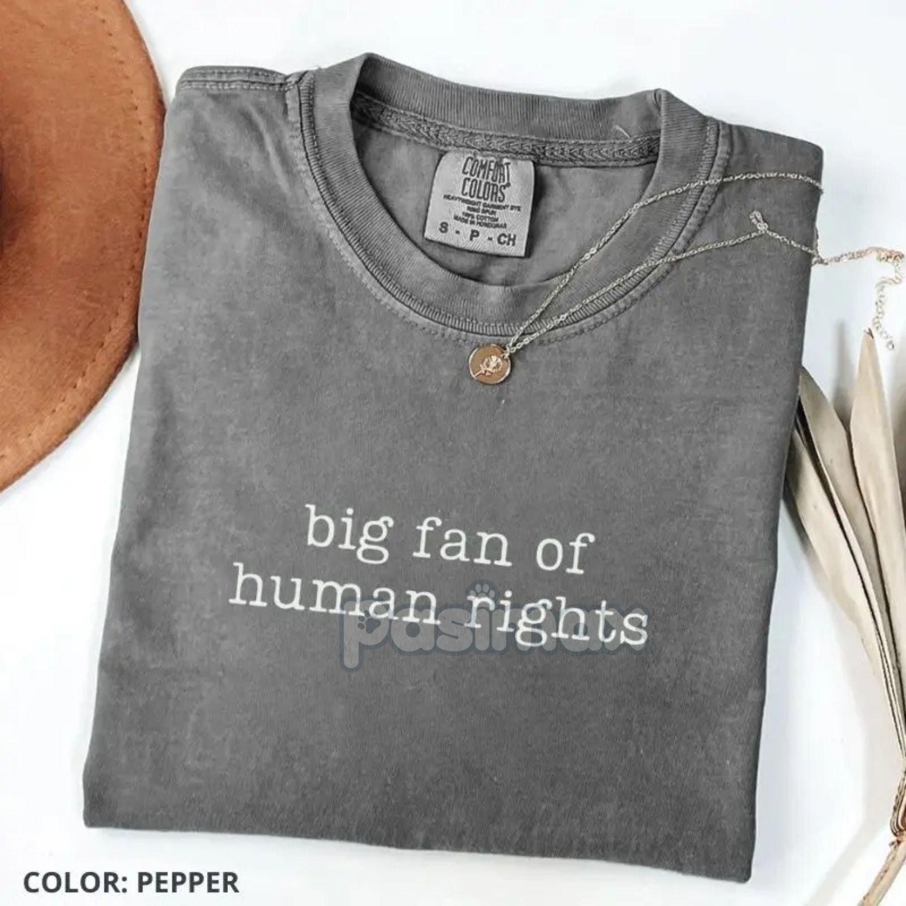 Comfort Colors® 'Big Fan of Human Rights' T-Shirt – Ironic Equality Statement Tee, Minimalist Social Justice Shirt, Essential Beliefs Top Pasimax