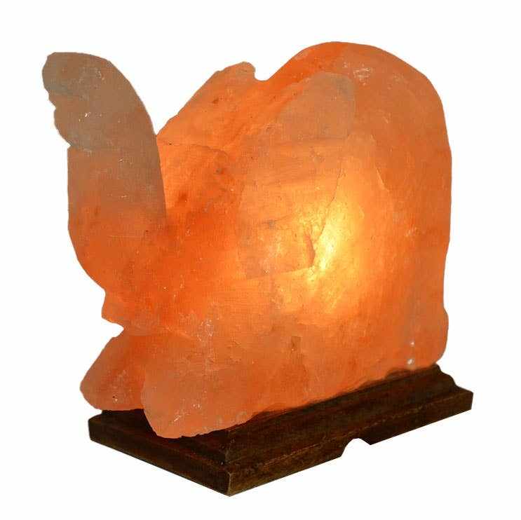 Elephant Shaped Salt Lamp  - 9" avg. - Cord, Bulb, Dimmer Sacred Crystals