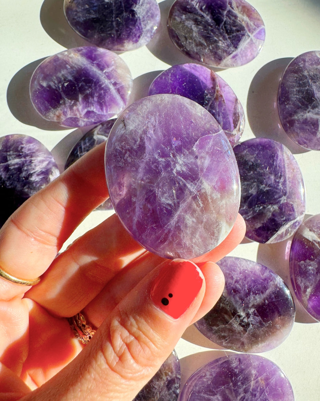 Amethyst Flat Palm Stones Baltic Mermaid