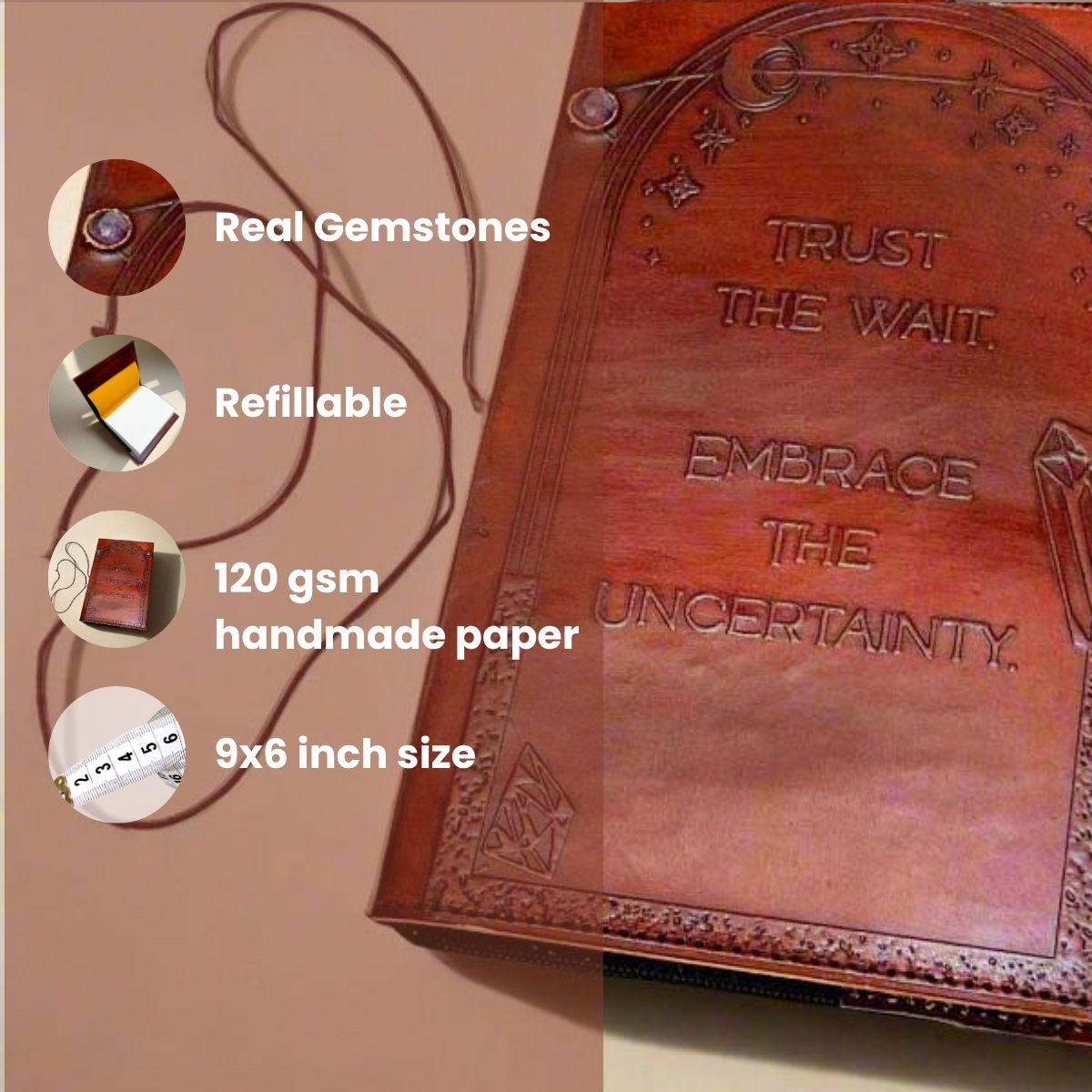 Trust the Wait Embossed Refillable Journal | Eco-Friendly & Inspirational Soothi