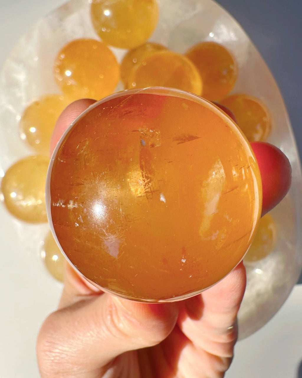 Honey Optic Calcite Spheres - AAA Baltic Mermaid