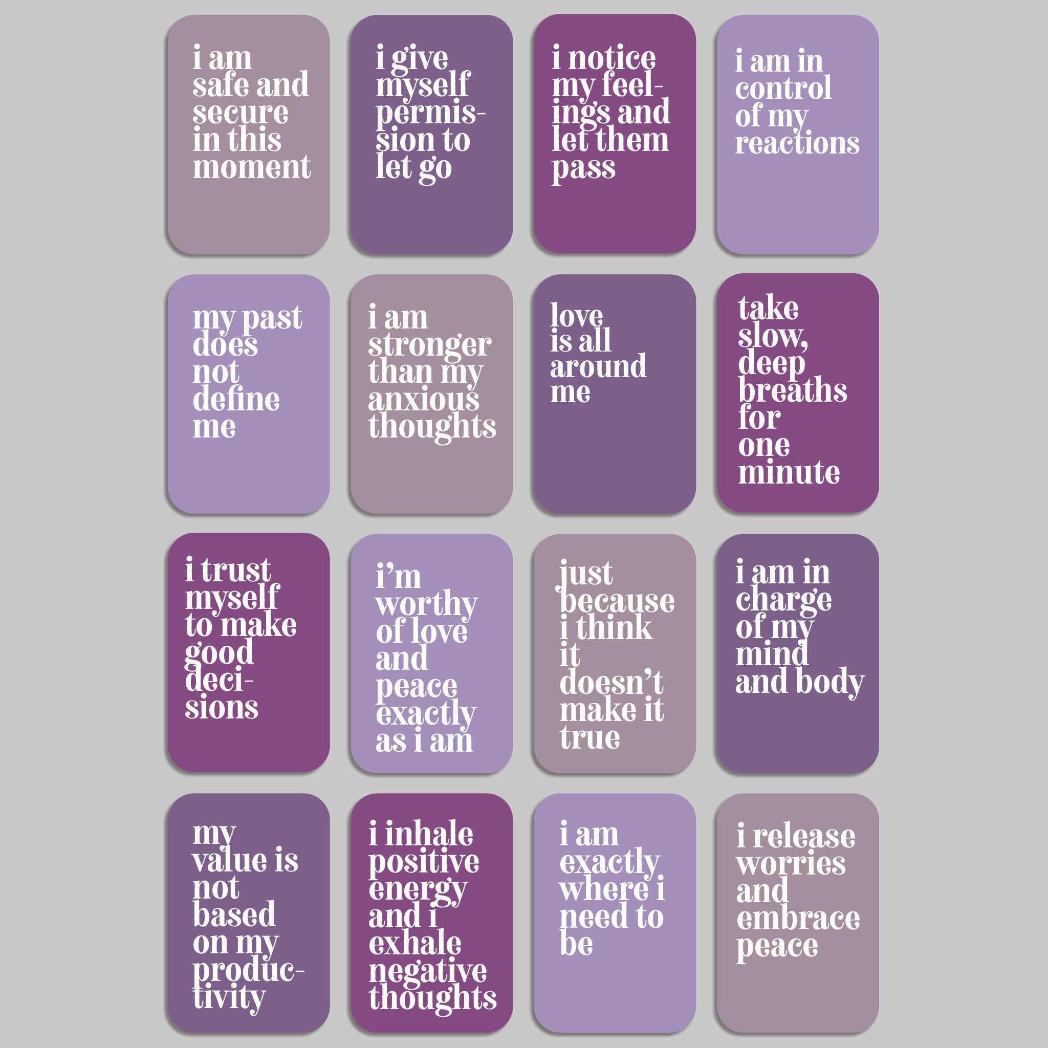 Anxiety Relief Affirmation Cards, Deck of 16 RITZY ROSE