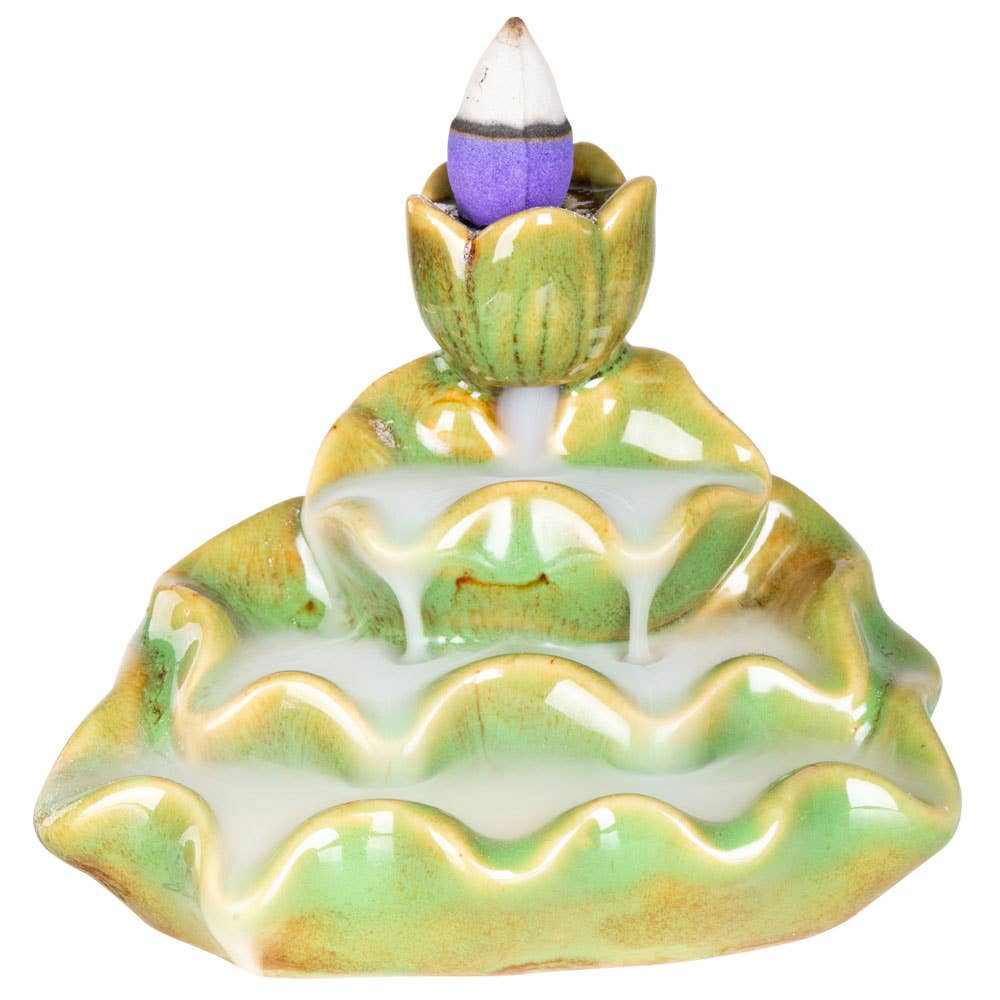Green Lotus Backflow Incense Burner Sacred Crystals
