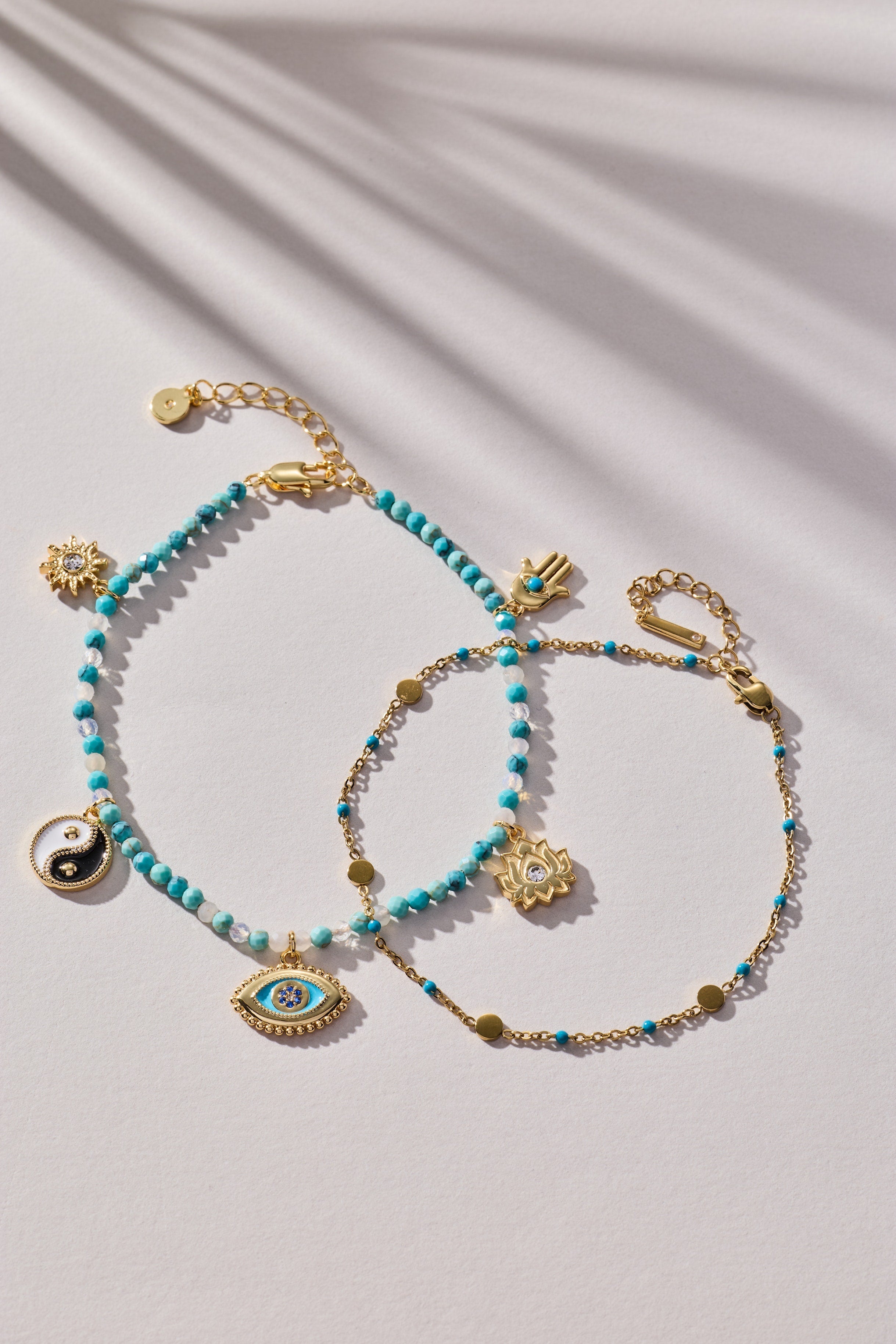 Turquoise Enameled Chain Coin Station Anklet ALEX AND ANI