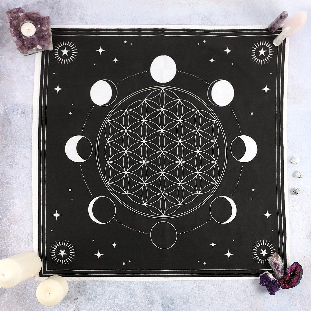 Moon Phases Sacred Geometry Crystal Grid Cloth Enchanted Jewelry & Gifts