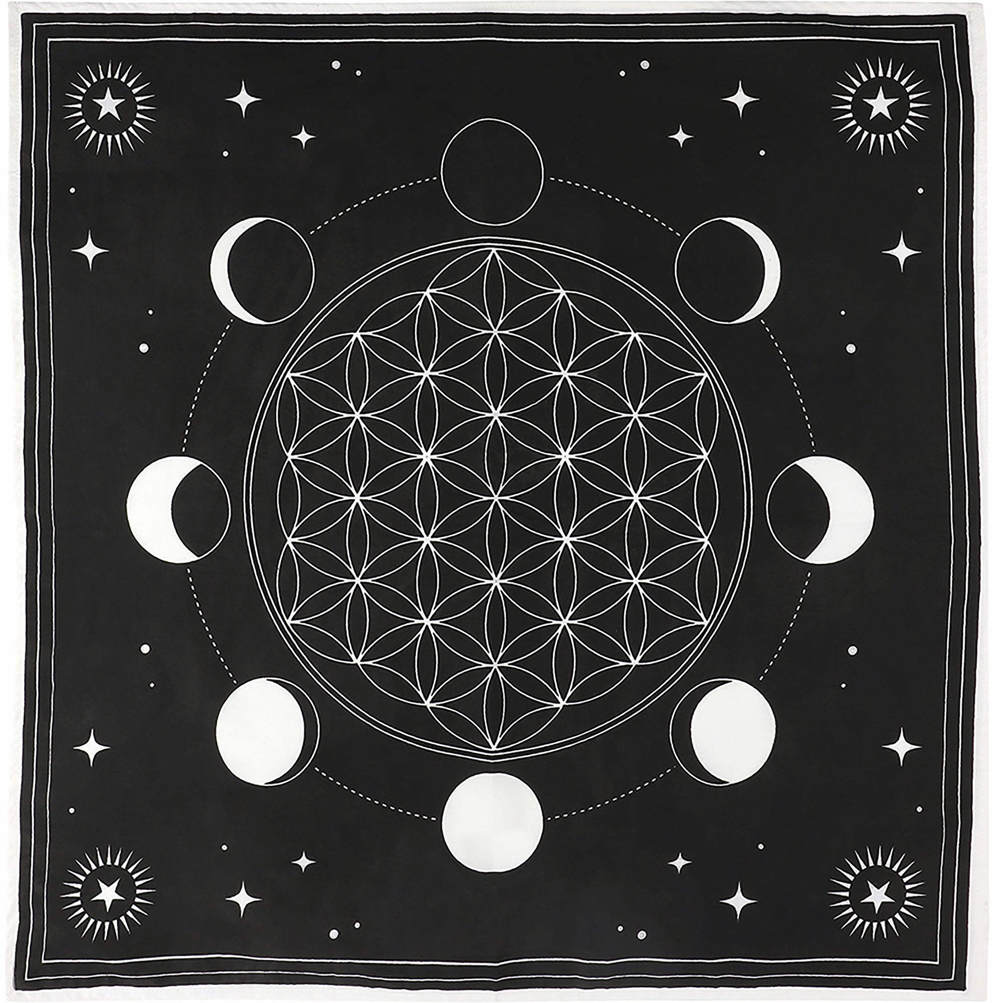 Moon Phases Sacred Geometry Crystal Grid Cloth Enchanted Jewelry & Gifts