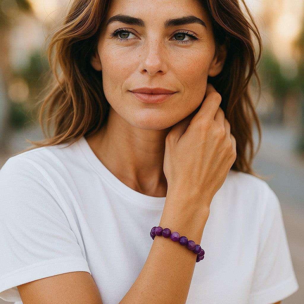 Amethyst Crystal Beaded Bracelet for Calm and Healing Crystal Destiny