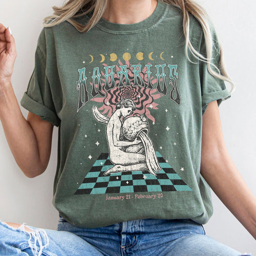 Aquarius Zodiac Comfort Colors Tees, Horoscope, Astrology Refinery No. 1