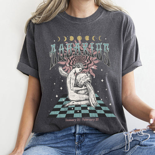 Aquarius Zodiac Comfort Colors Tees, Horoscope, Astrology Refinery No. 1
