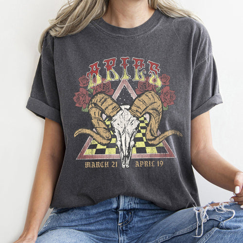 Aries Zodiac Comfort Colors Tees, Horoscope, Astrology Refinery No. 1