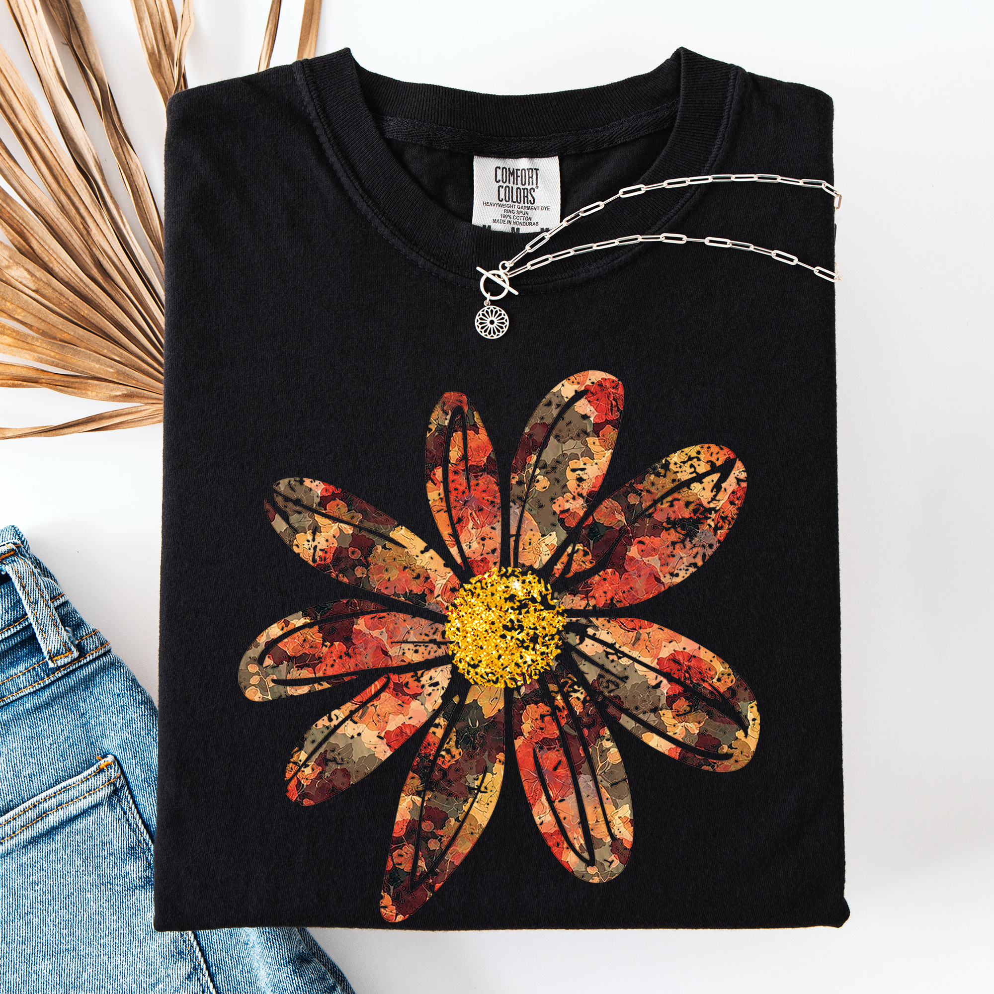 Autumn Flower Beautiful Fall Floral Vintage Boho Garden Illustration Comfort Colors Tee Refinery No. 1