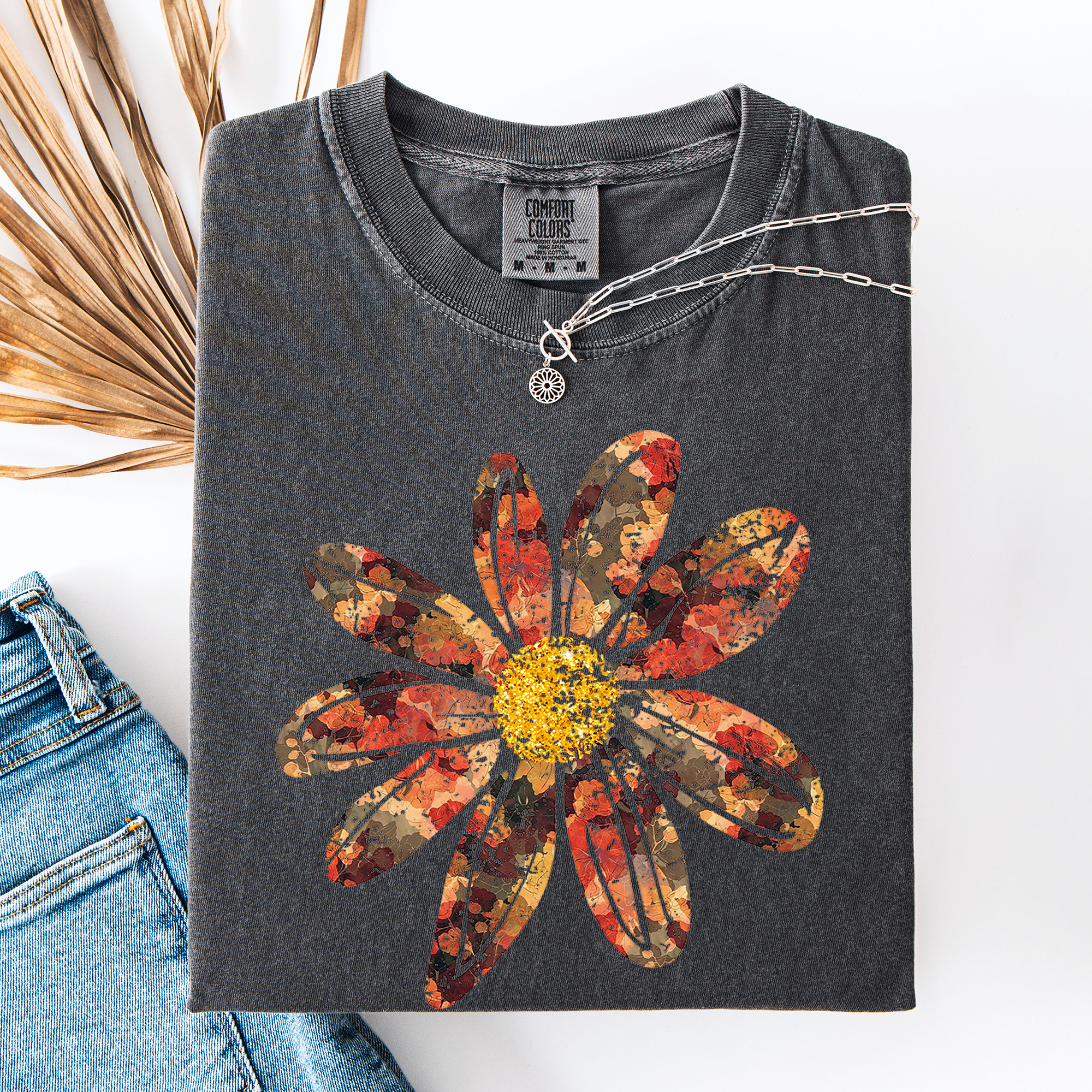 Autumn Flower Beautiful Fall Floral Vintage Boho Garden Illustration Comfort Colors Tee Refinery No. 1