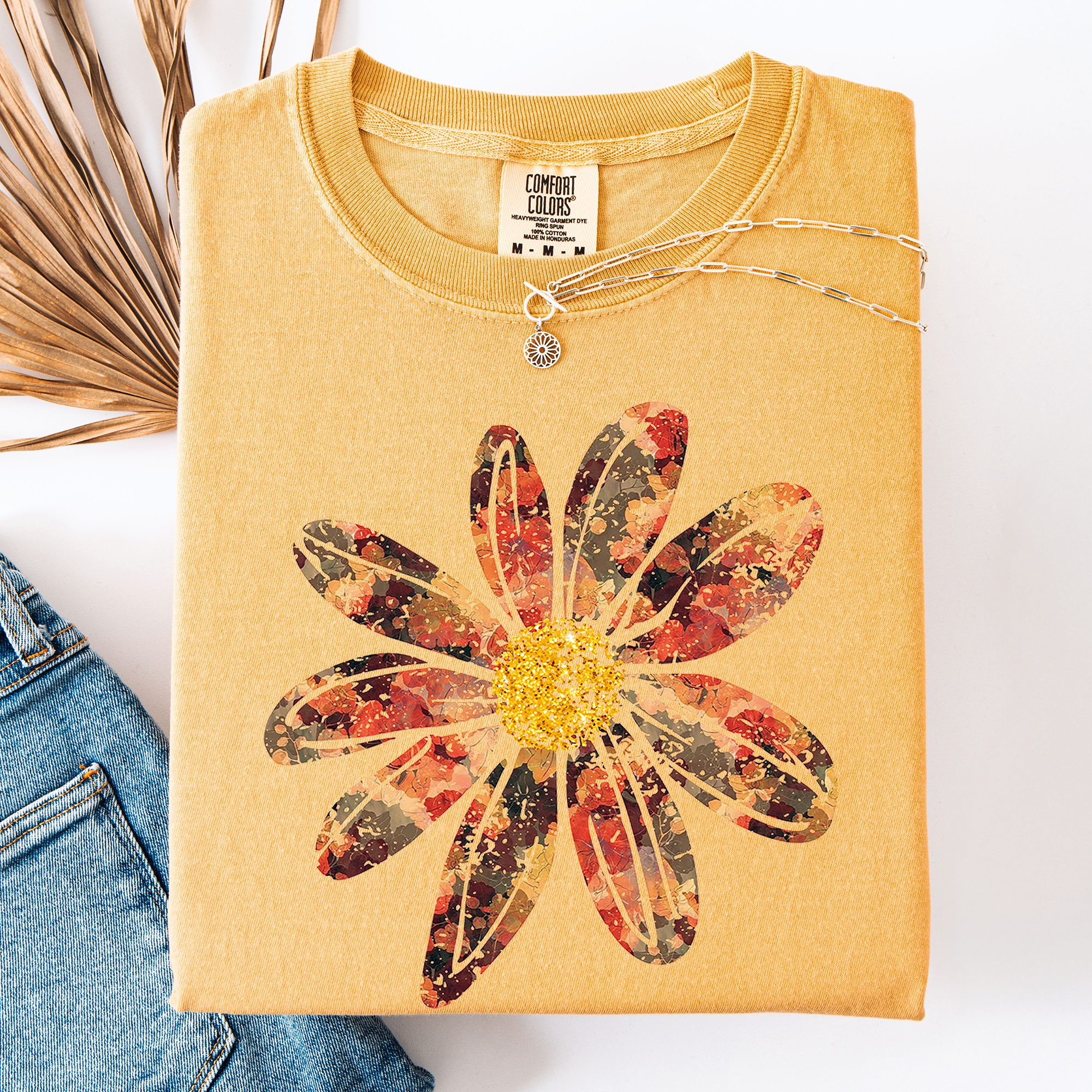 Autumn Flower Beautiful Fall Floral Vintage Boho Garden Illustration Comfort Colors Tee Refinery No. 1