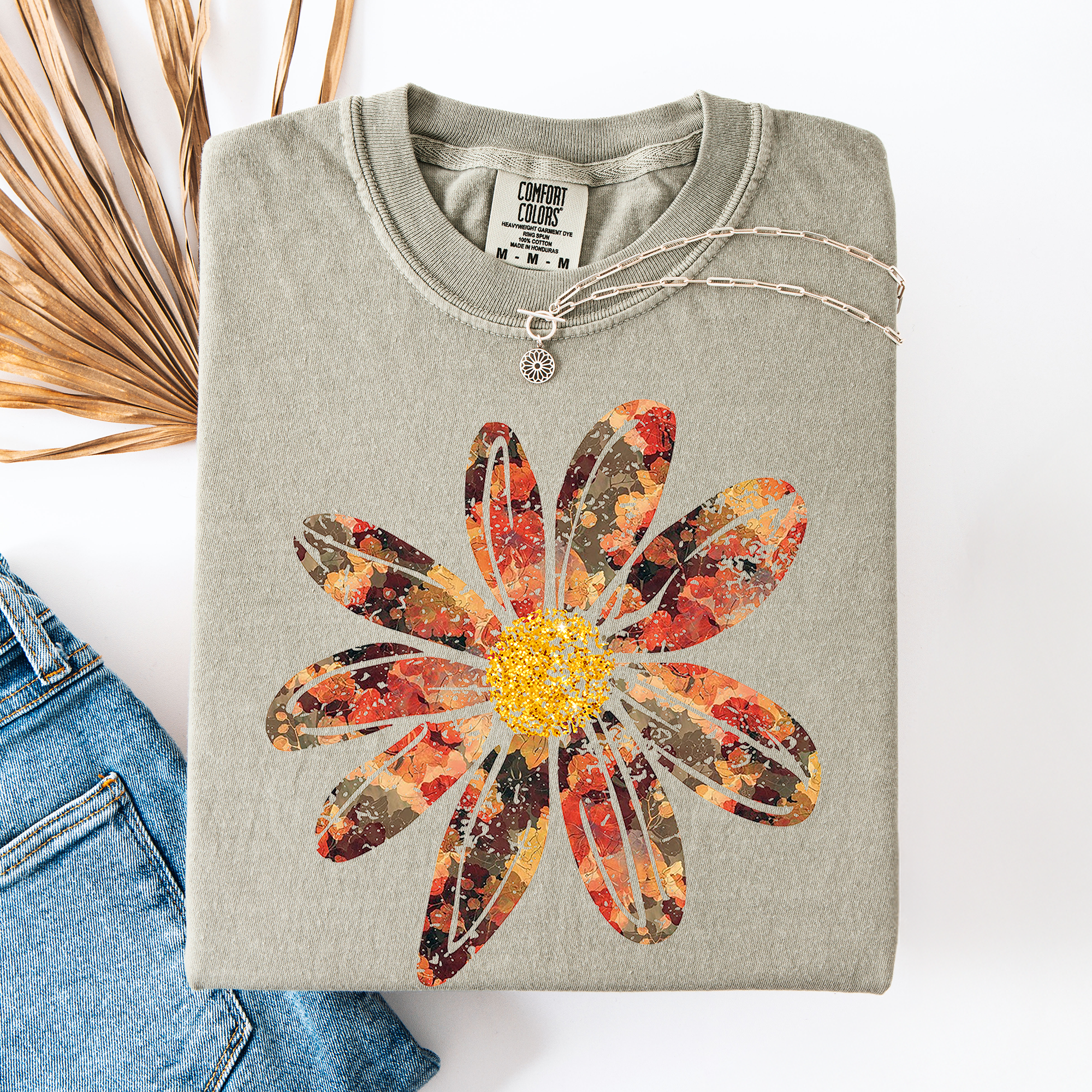 Autumn Flower Beautiful Fall Floral Vintage Boho Garden Illustration Comfort Colors Tee Refinery No. 1
