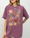 Autumn Pressed Flowers With Botanical Leaves And Rustic Fall Aesthetic For Nature Lovers Comfort Colors Tee Refinery No. 1